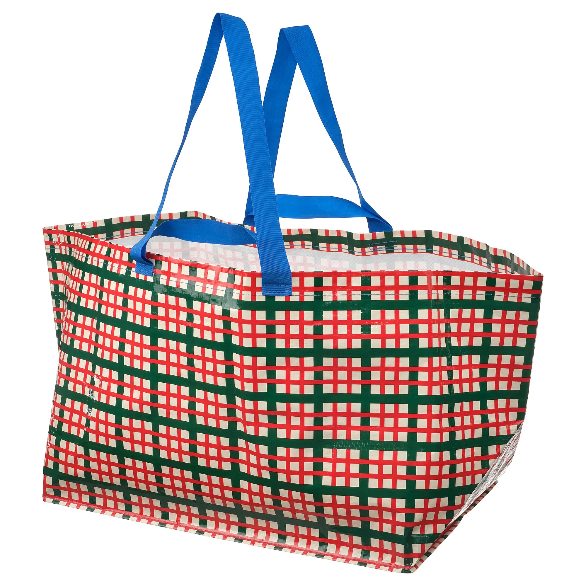 VINTERFINT carrier bag, large, check pattern multicolour, 55x37x35 cm/71 l