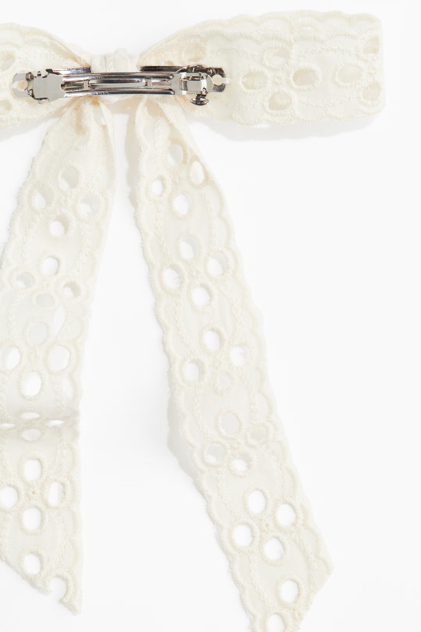 Broderie anglaise bow hair clip