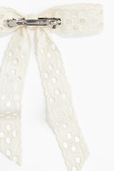 Broderie anglaise bow hair clip