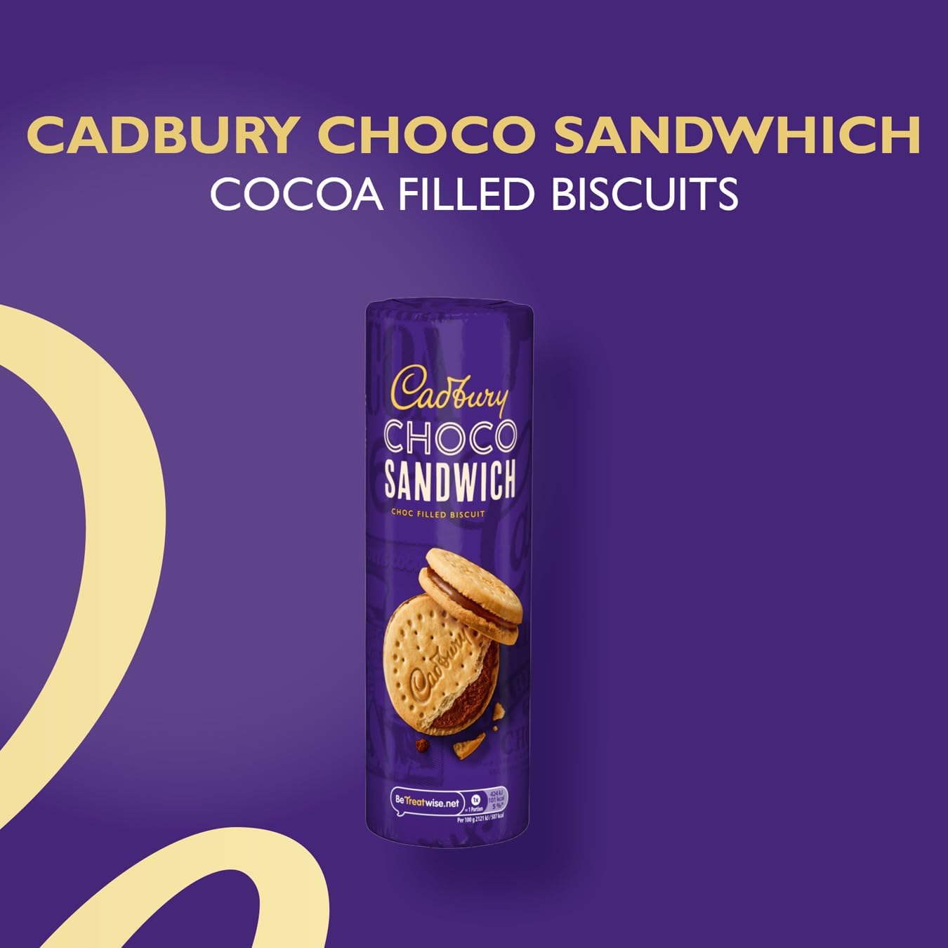 Cadbury Choco Sandwich Biscuit, Chocolate Filled Biscuits for Snacking, 260 g (Pack of 1)