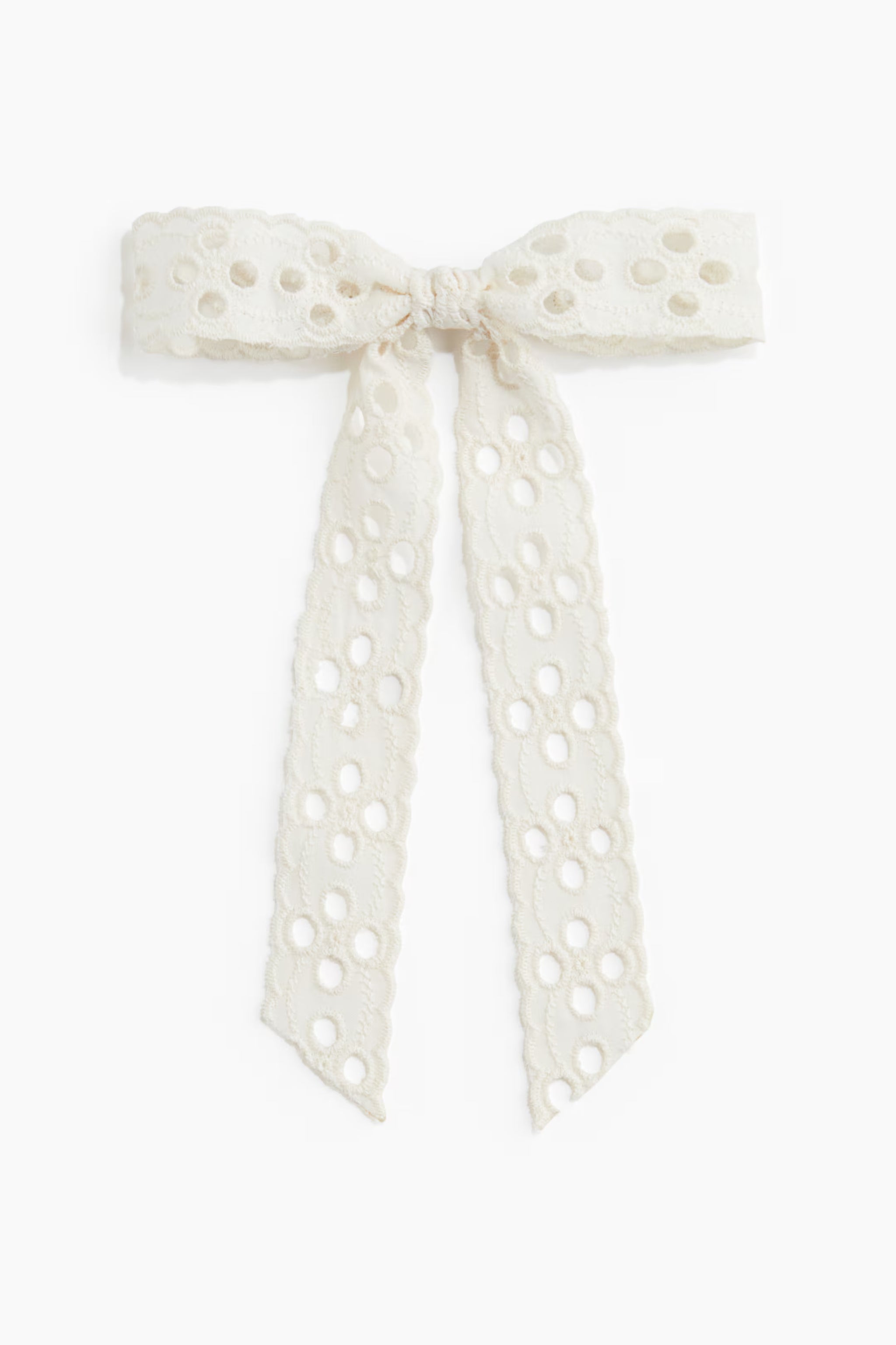Broderie anglaise bow hair clip