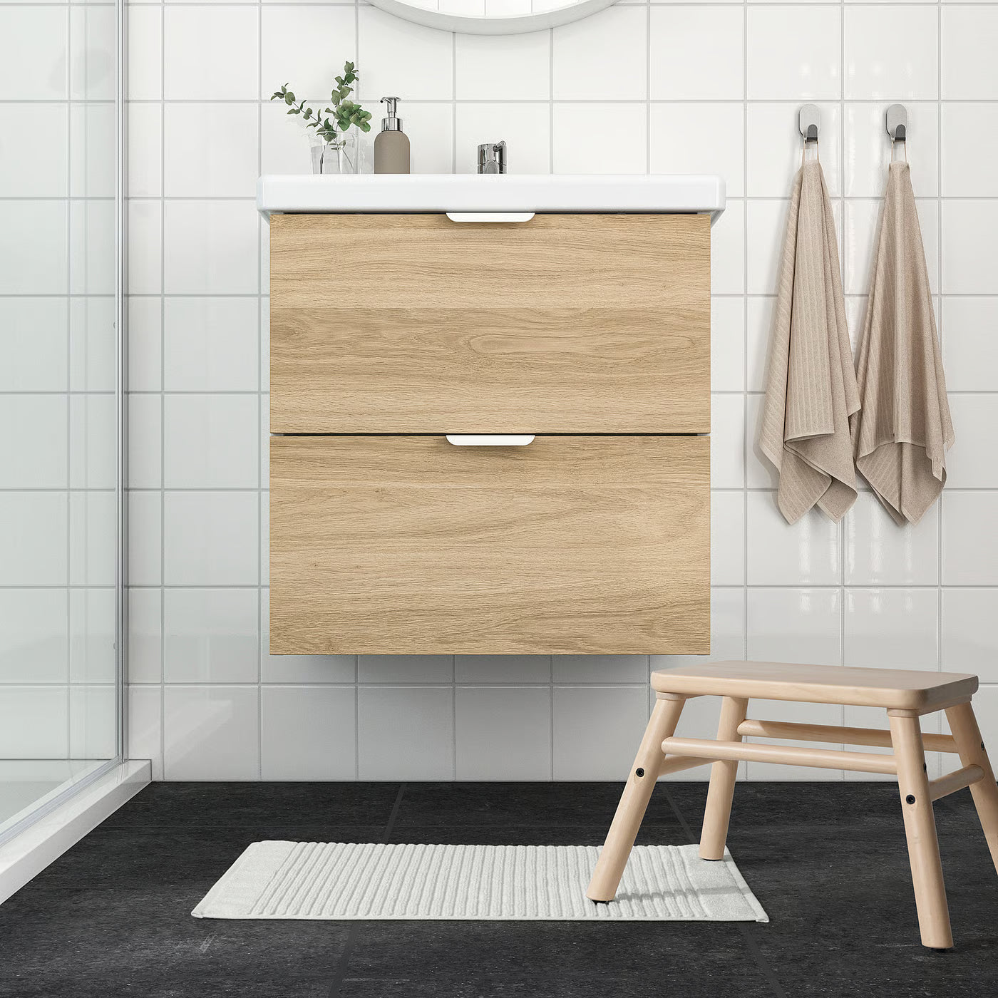 ALSTERN Bath mat, white, 40x60 cm