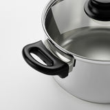 ANNONS Pot with lid, glass/stainless steel, 2.8 l