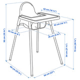 ANTILOP Highchair with tray, white/white