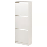 BISSA Shoe cabinet with 3 compartments, white, 49x28x135 cm