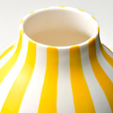 BLODBJÖRK Vase, striped white/yellow, 25 cm
