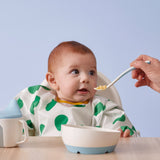 BÖRJA Feeding spoon and baby spoon, white/blue