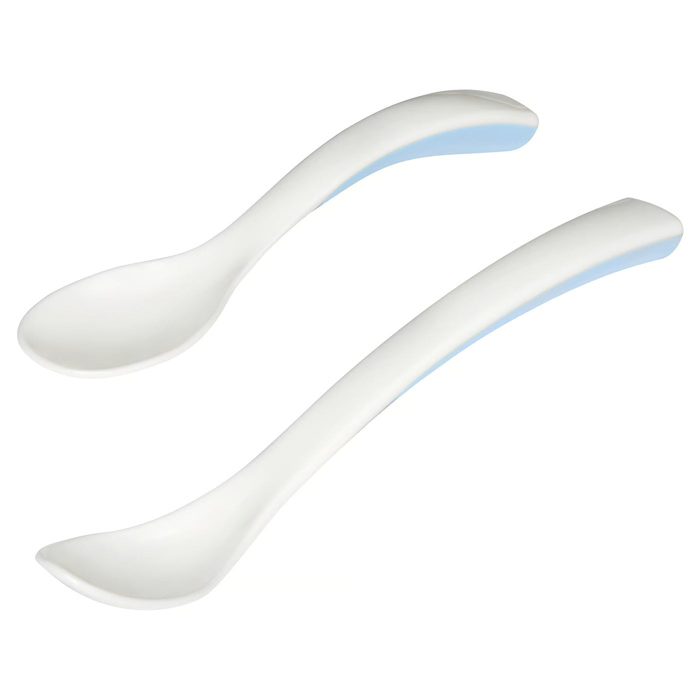 BÖRJA Feeding spoon and baby spoon, white/blue