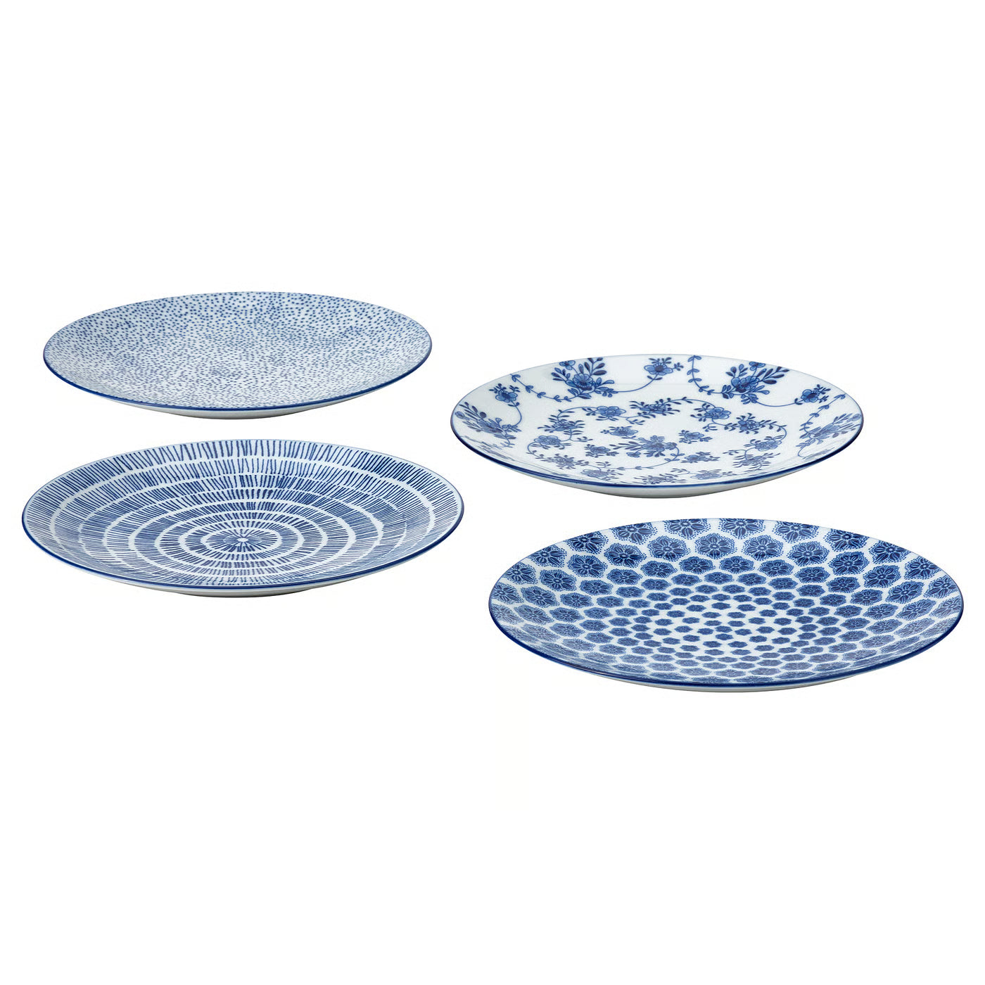 ENTUSIASM Side plate, patterned/blue, 18 cm