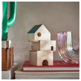 FÄLTLÖNN Decoration house, set of 3, solid wood/multicolour