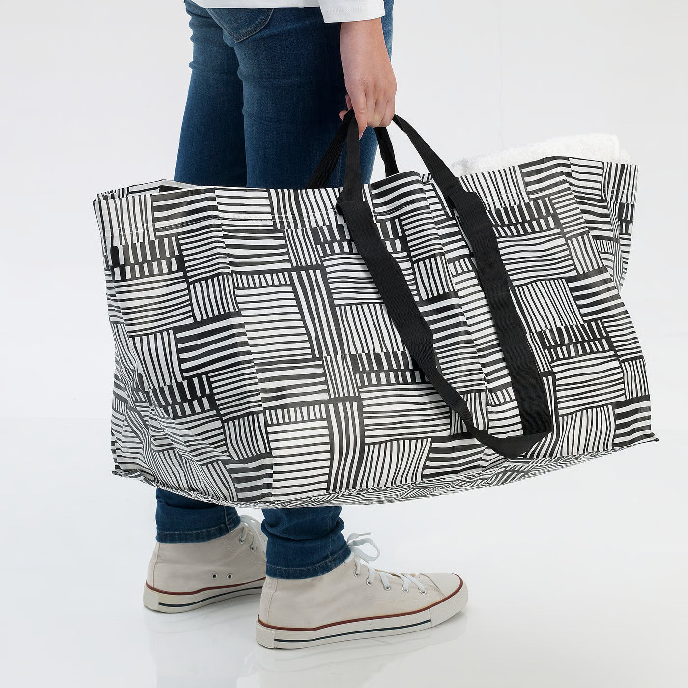 FISSLA Carrier bag, large, white/black, 71 l