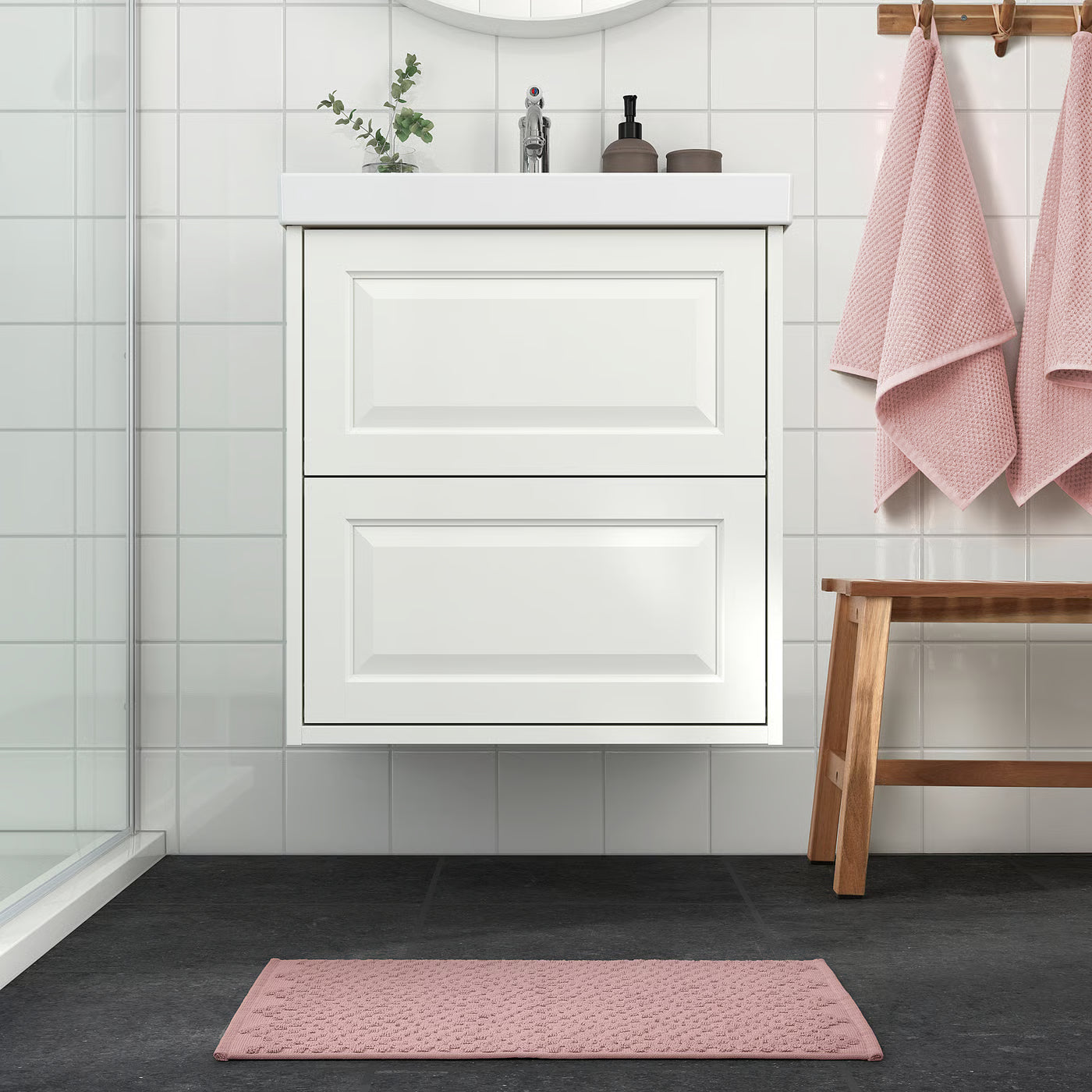 FJÄLLKATTFOT Bath mat, pale pink, 40x60 cm