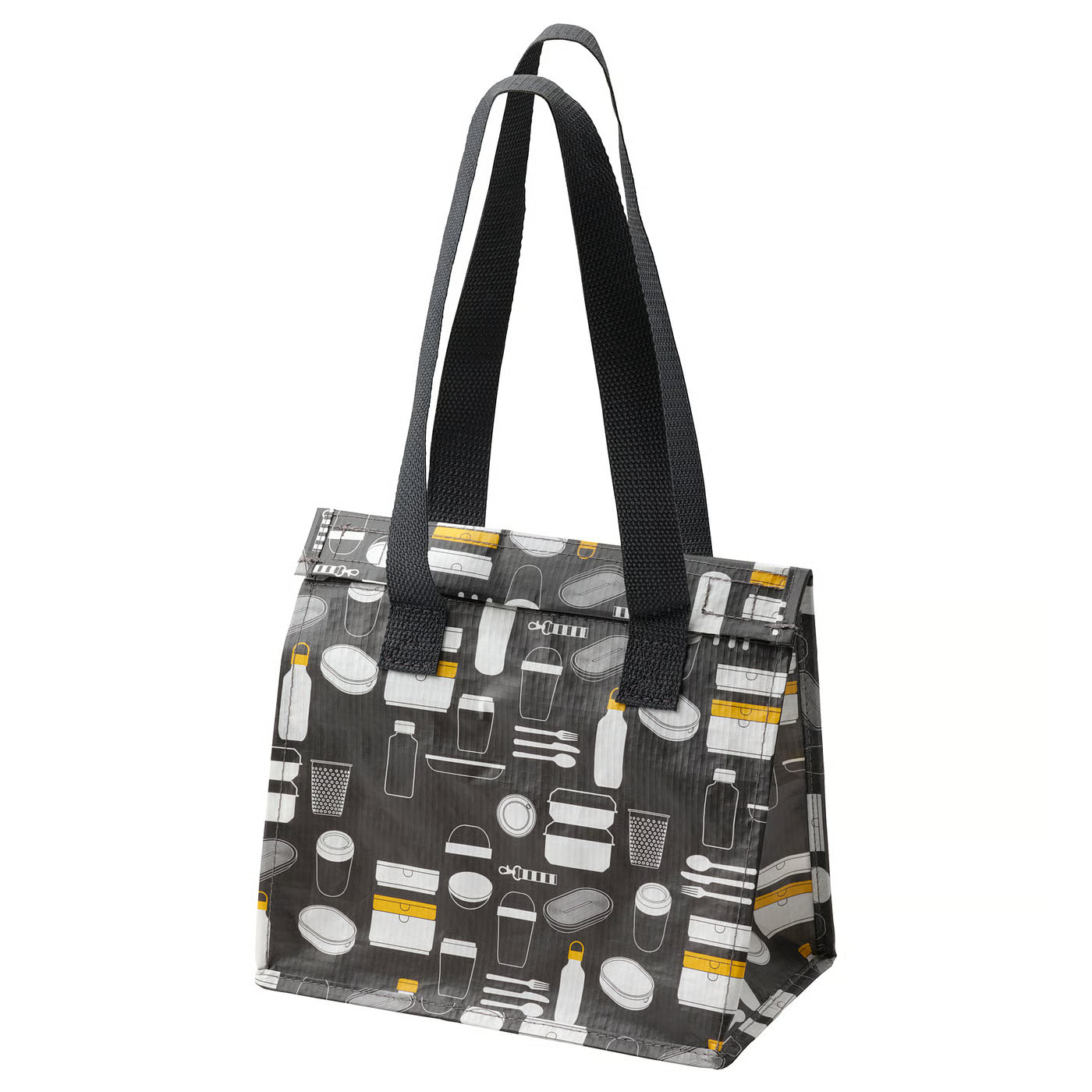 FLADDRIG Lunch bag, patterned grey, 25x16x27 cm