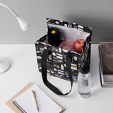 FLADDRIG Lunch bag, patterned grey, 25x16x27 cm