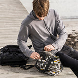 FLADDRIG Lunch bag, patterned grey, 25x16x27 cm