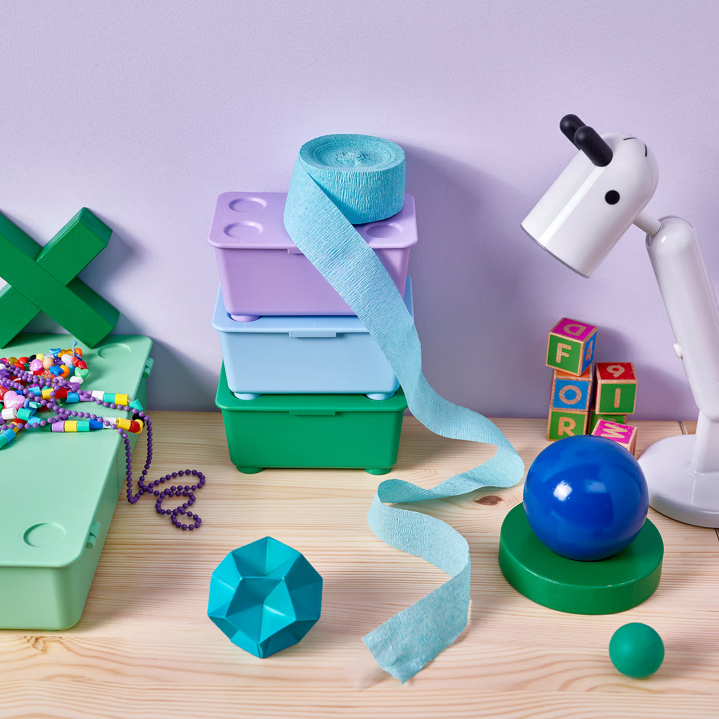 GLIS Box with lid, green lilac/blue, 17x10 cm
