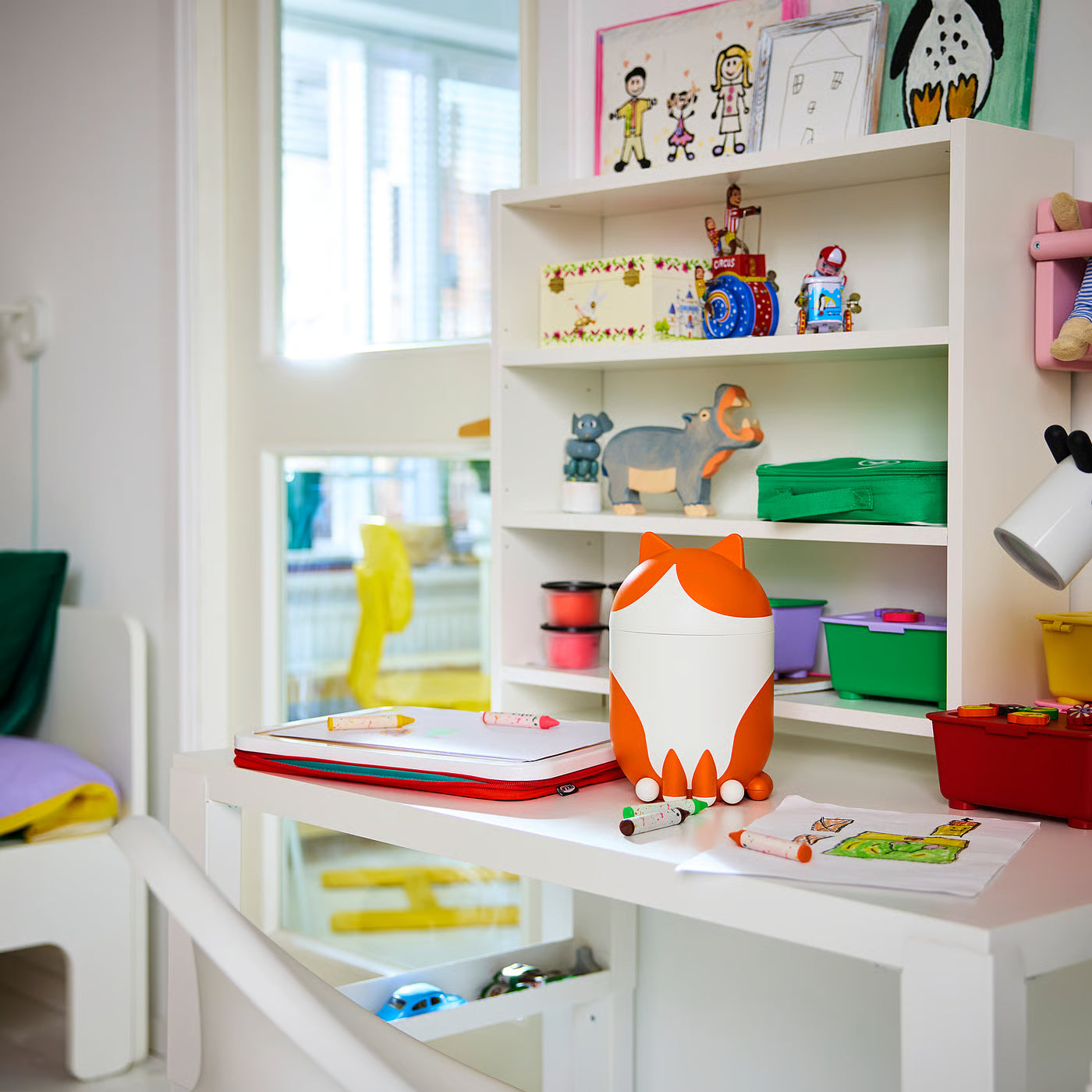 GREJSIMOJS Storage with lid, cat-shaped