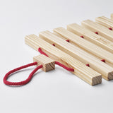 HALVNÄBB Pot stand, extendable bright red/pine, 16-32x20 cm