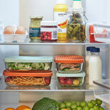 HAVSTOBIS Food container with lid, transparent/multicolour, 700 ml