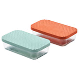HAVSTOBIS Food container with lid, transparent/multicolour, 700 ml
