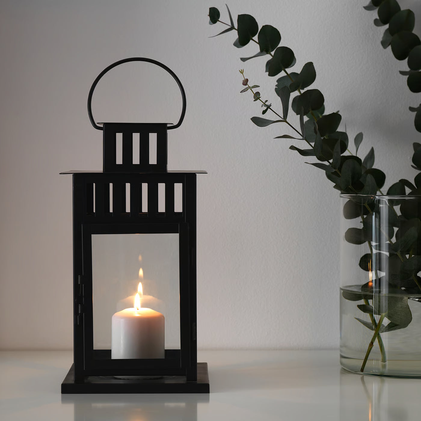 HEMSJÖ Unscented block candle, natural, 8 cm