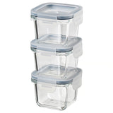 IKEA 365+ Food container with lid, square/glass, 180 ml