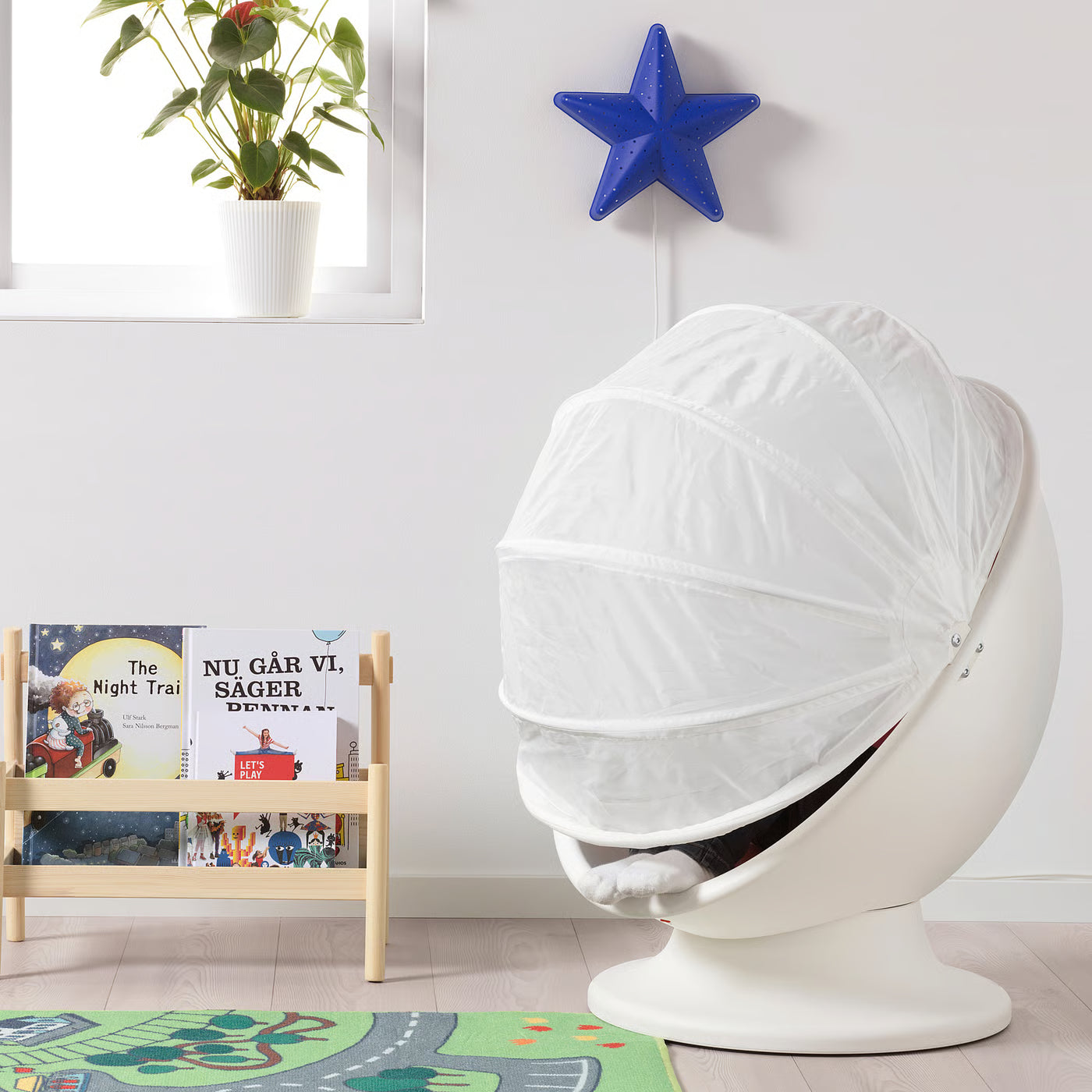 IKEA PS LÖMSK Swivel armchair, white/red