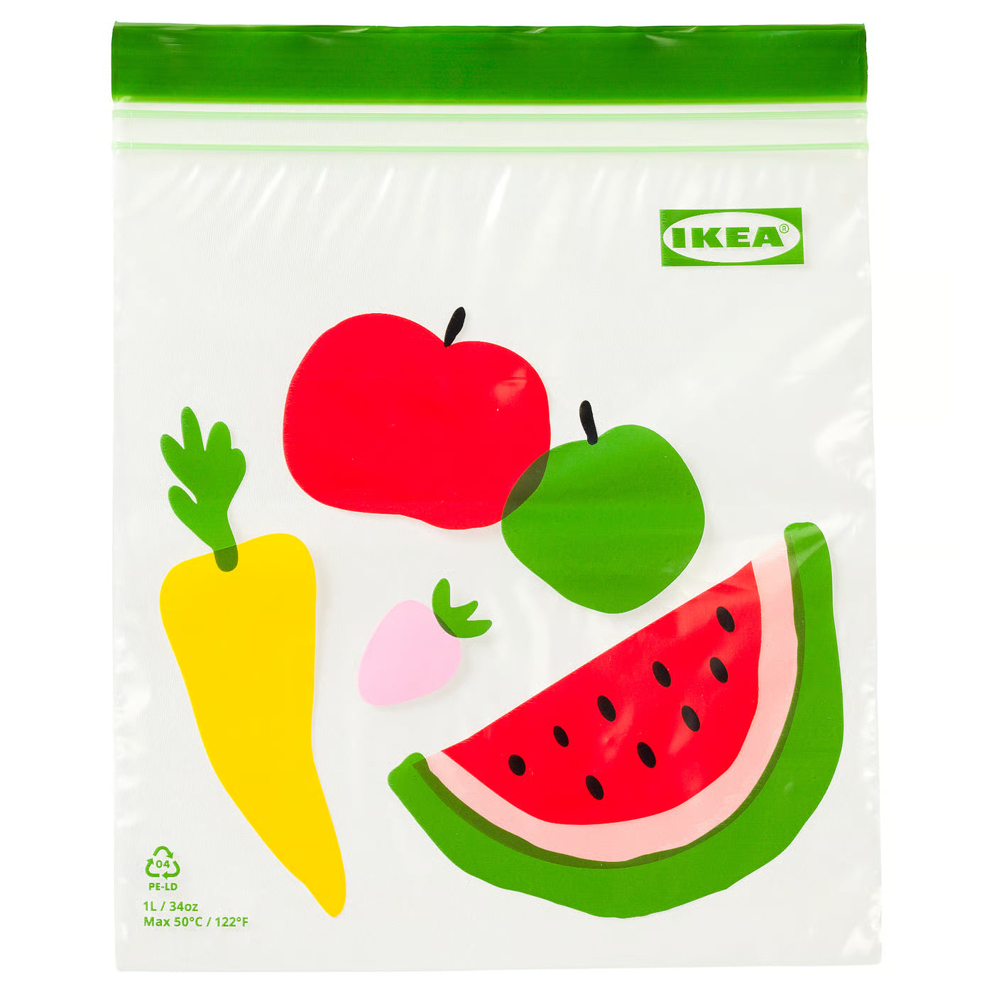 ISTAD Resealable bag, fruit/vegetables pattern green, 1 l