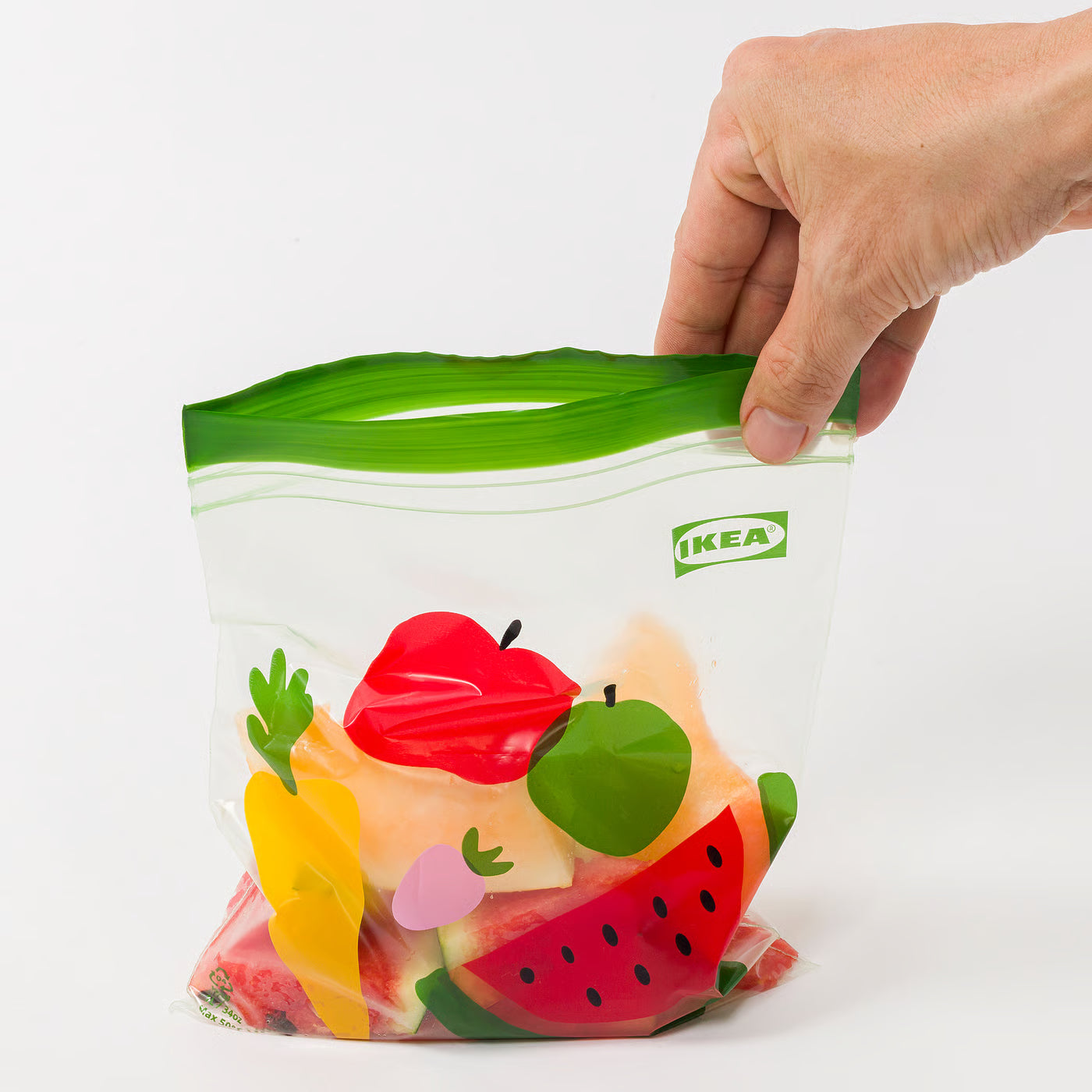 ISTAD Resealable bag, fruit/vegetables pattern green, 1 l