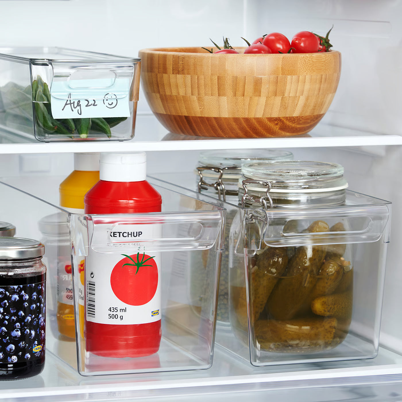 KLIPPKAKTUS Storage box for fridge, transparent, 32x14x14 cm