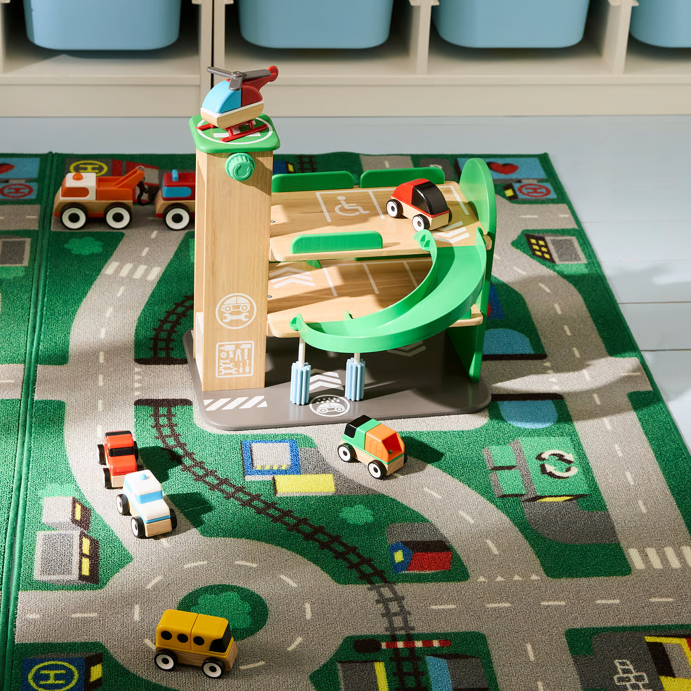 LILLABO Rug, green, 75x133 cm