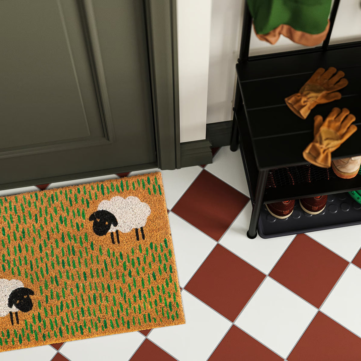 LÖGE Door mat, multicolour/animal pattern, 40x60 cm