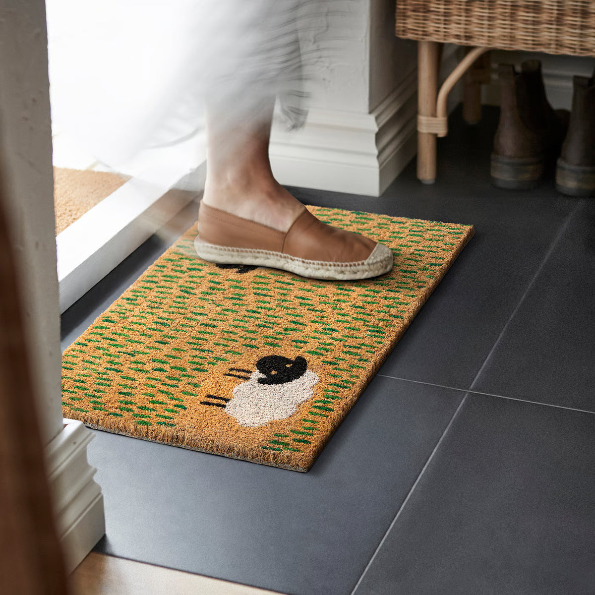 LÖGE Door mat, multicolour/animal pattern, 40x60 cm