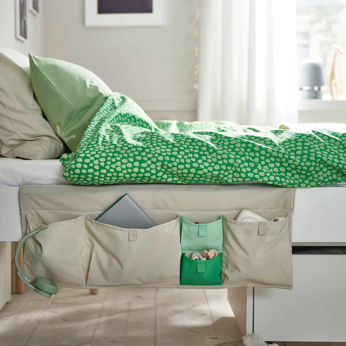 NATTHÄGER Duvet cover and pillowcase, green/crocodile, 150x200/50x80 cm