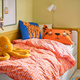 NATTHÄGER Duvet cover and pillowcase, orange/tiger, 150x200/50x80 cm