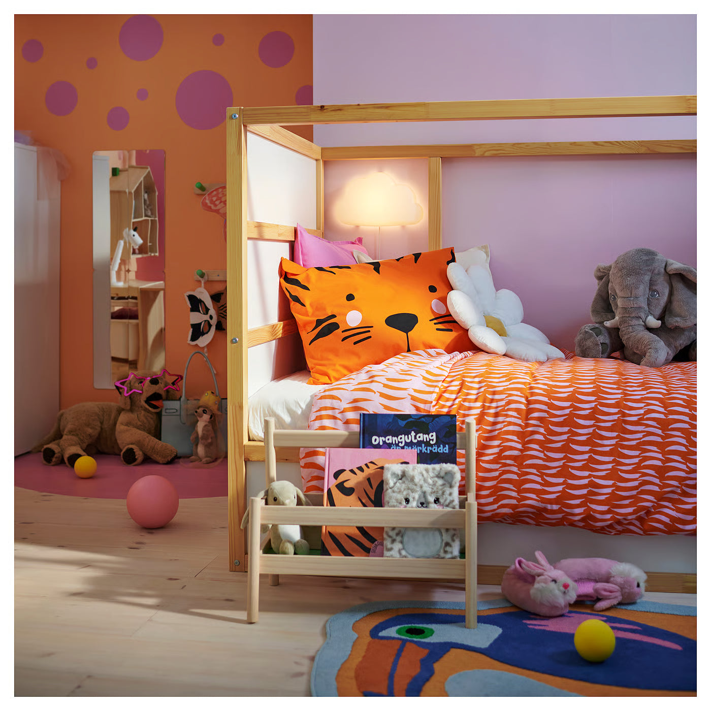 NATTHÄGER Duvet cover and pillowcase, orange/tiger, 150x200/50x80 cm