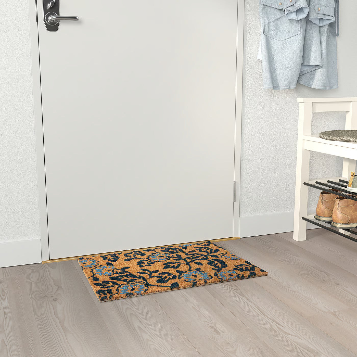 PLATSMÄRKE Door mat, coir/floral pattern, 40x60 cm