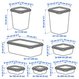 PRUTA Food container with lid, set of 17, green