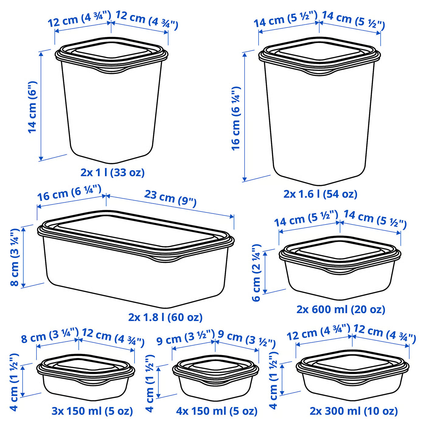 PRUTA Food container with lid, set of 17, green