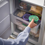 PRUTA Snack container with lid, lilac/green, 0.3 l