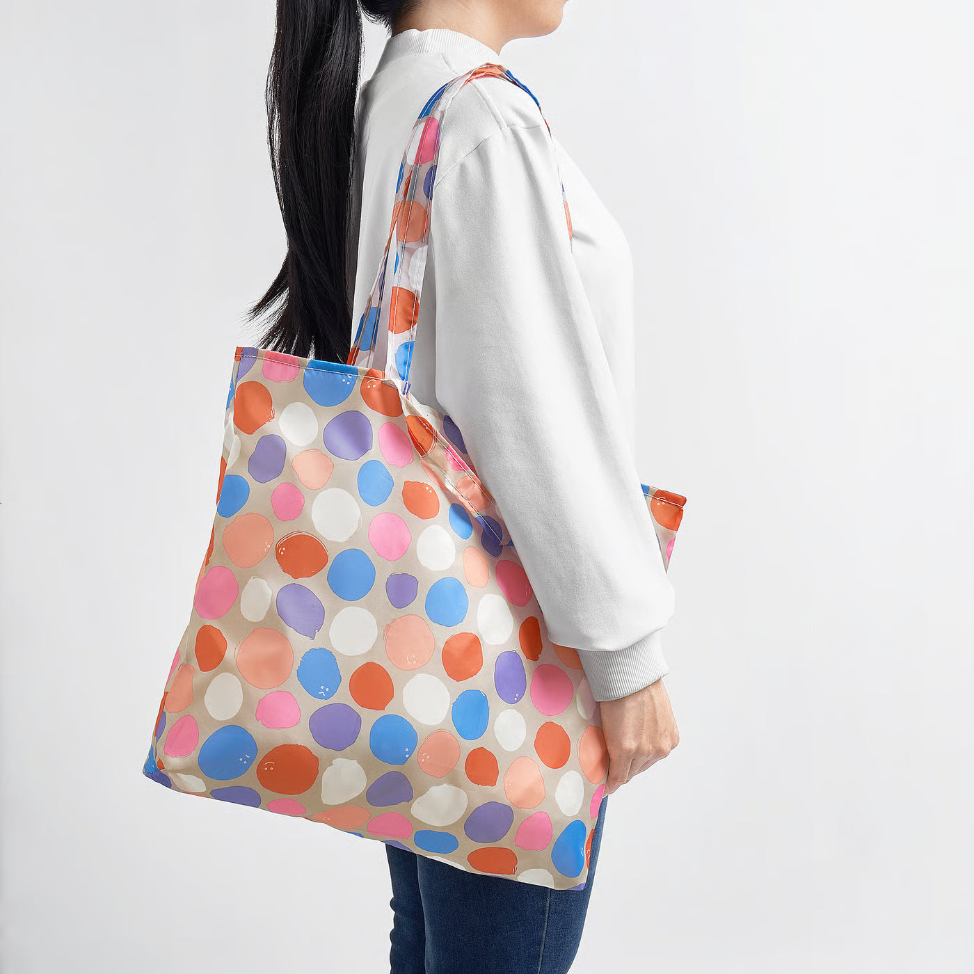 ROMELSÖN Carrier bag, multicolour/patterned, 45x36 cm