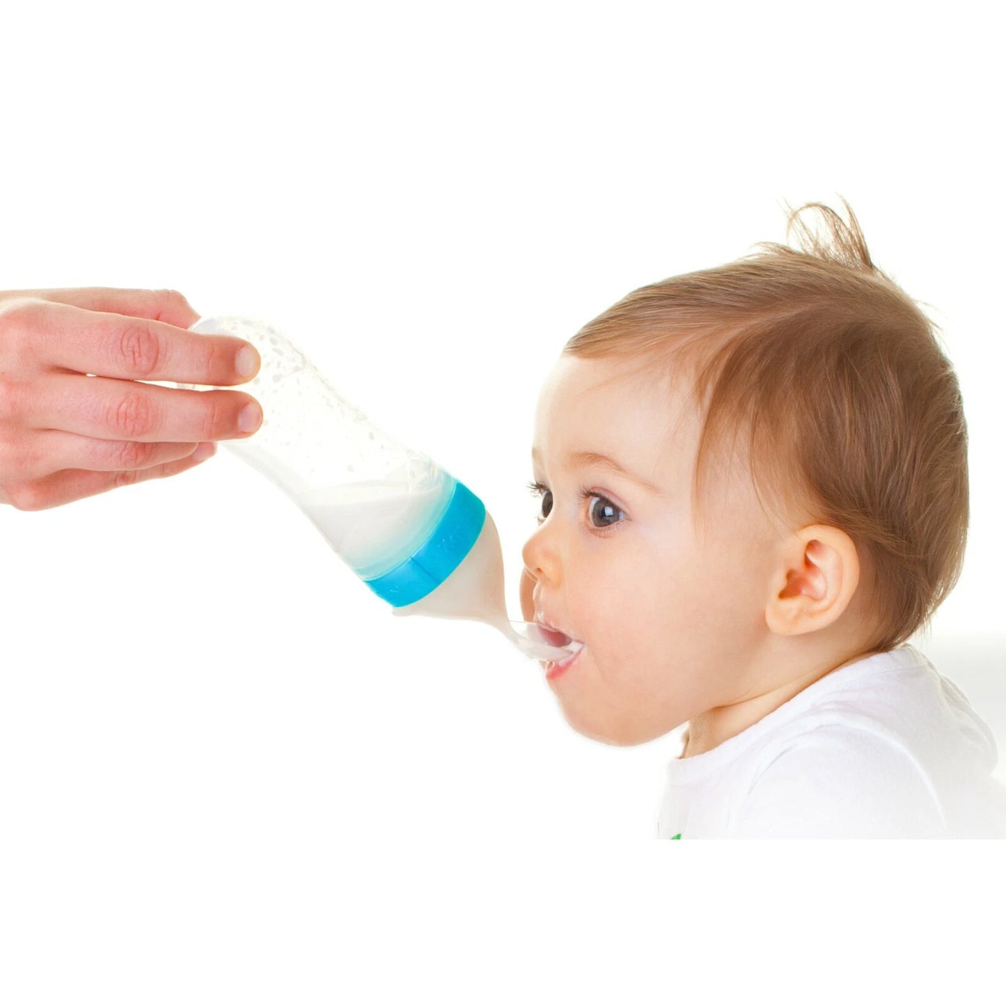 Nuby EZ Squeeze Weaning Self Feeder Baby Spoon, Blue