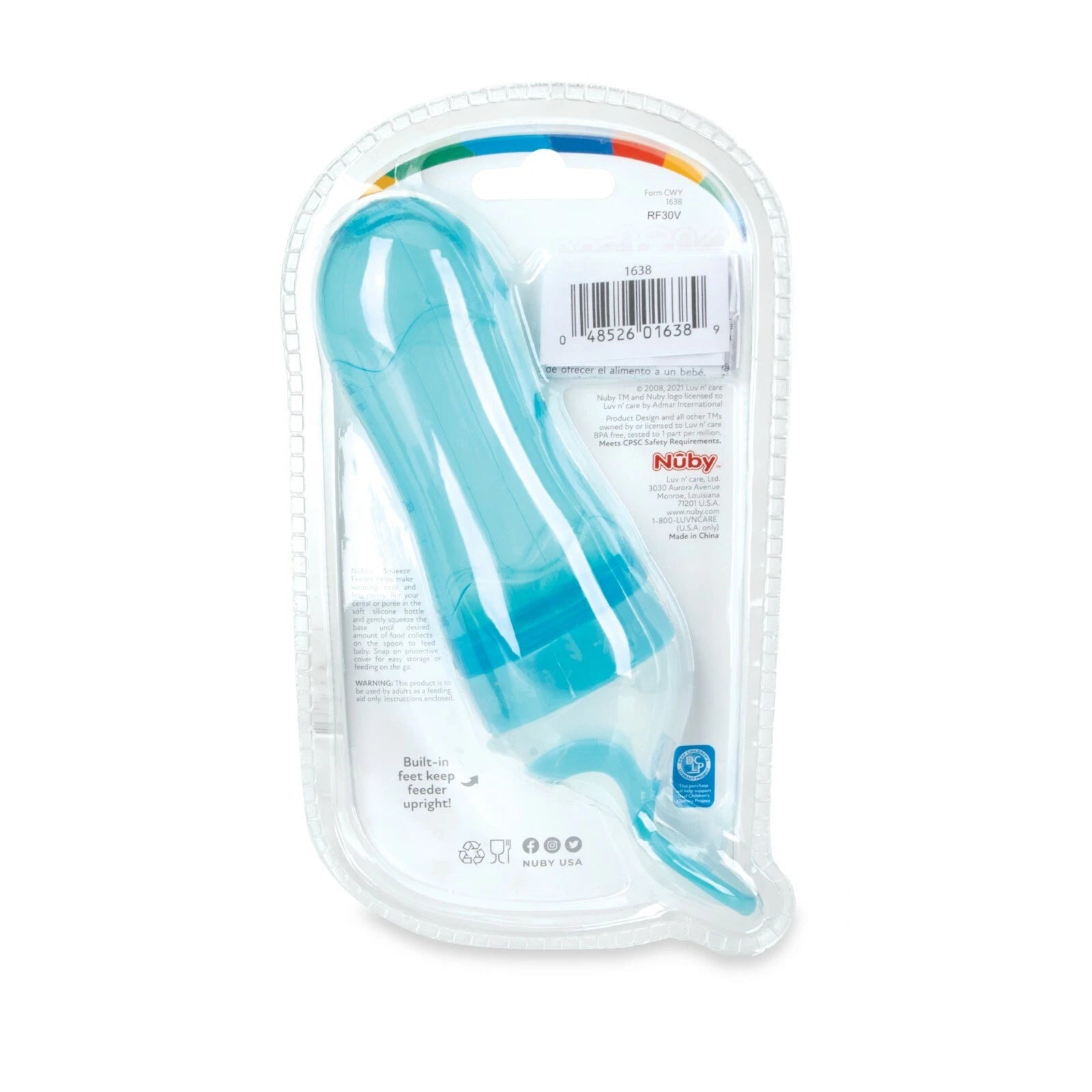 Nuby EZ Squeeze Weaning Self Feeder Baby Spoon, Blue