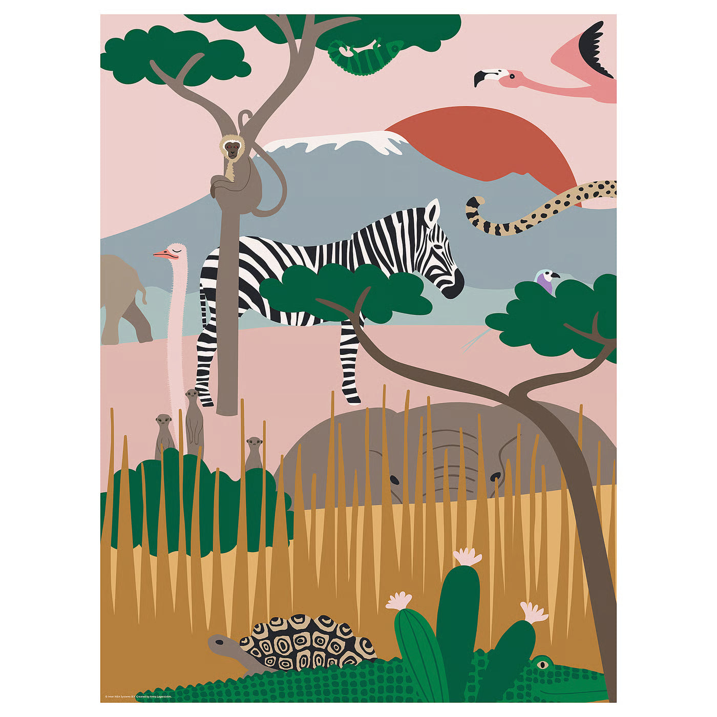 SANDLÖPARE Poster, hiding on the savannah, 30x40 cm