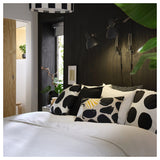 SANDMOTT Cushion, beige black/cat pattern, 35x50 cm