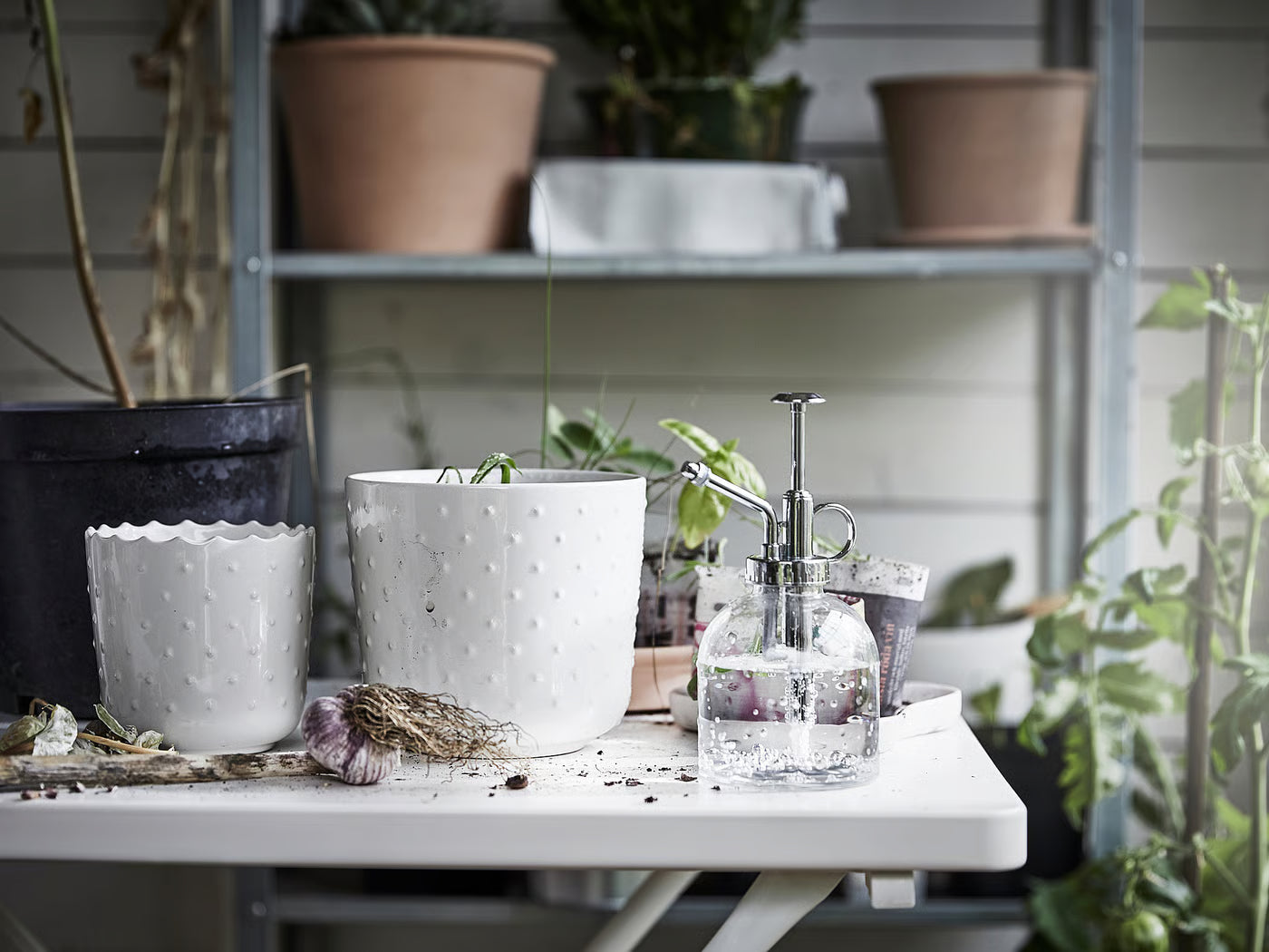 SESAMFRÖN Plant pot, in/outdoor off-white, 9 cm
