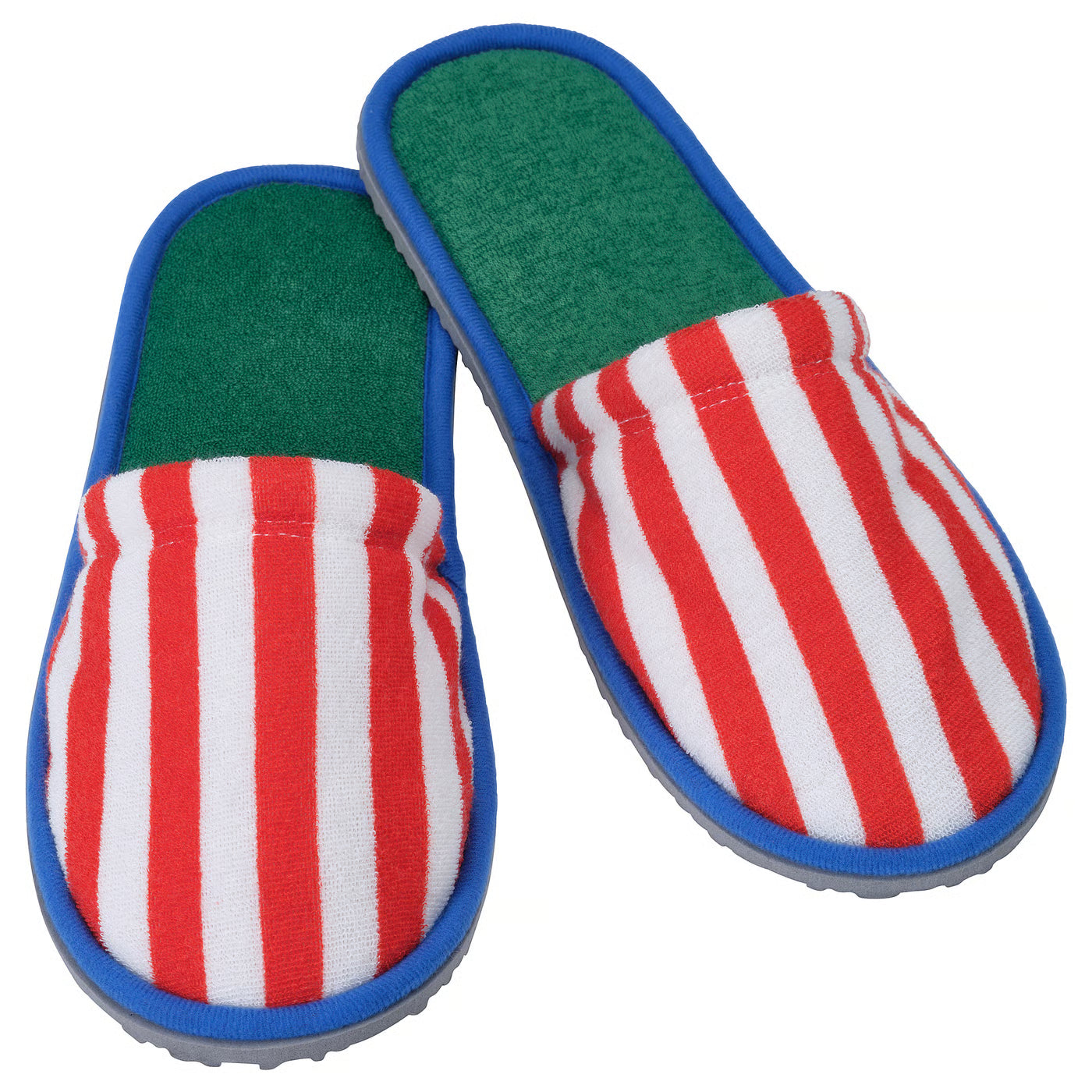 SKOGSSALLAT Slippers, red/white/striped, S/M