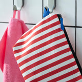 SKOGSSALLAT Toiletry bag, red/white/striped