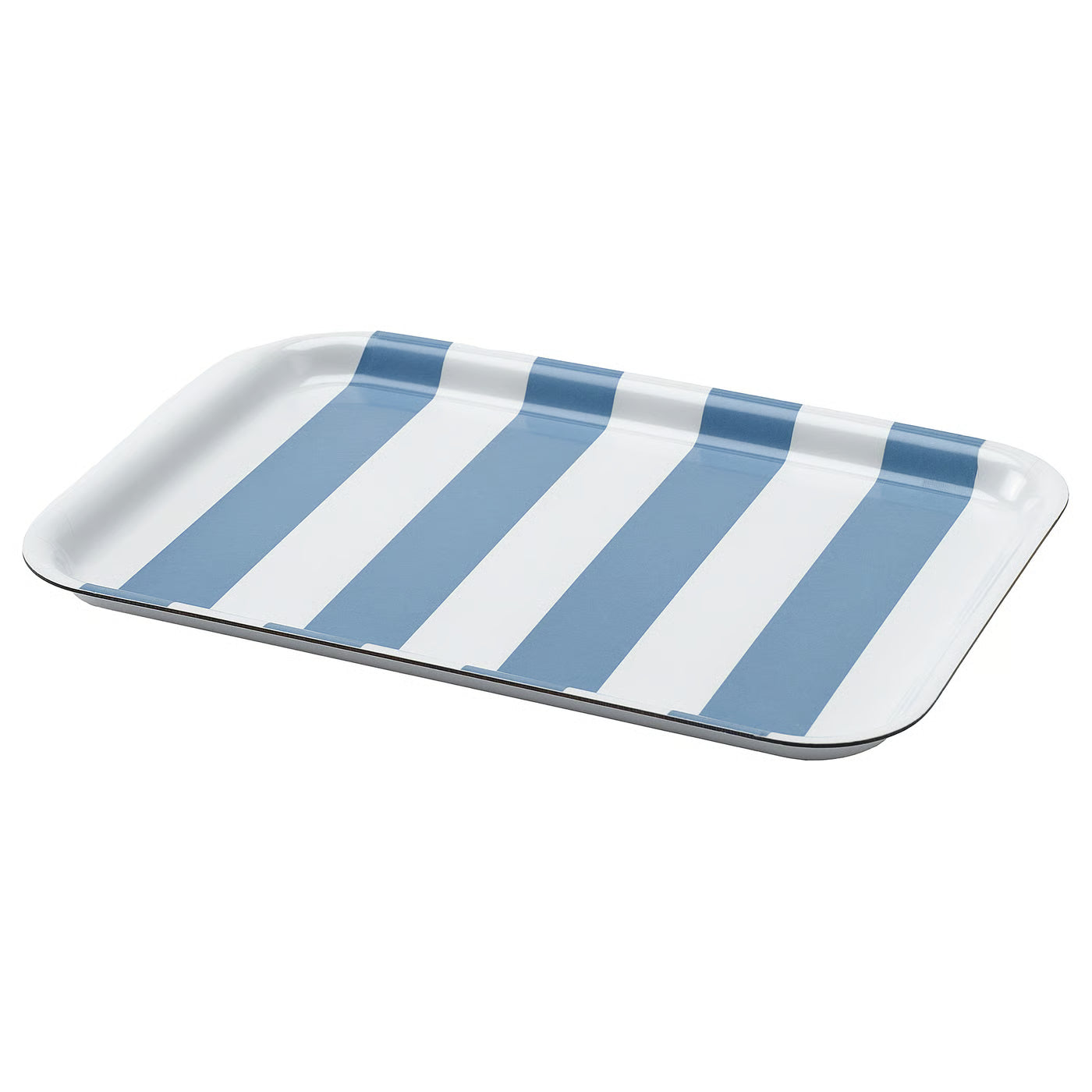 SOLDATFISK Tray, striped white/grey-blue, 20x28 cm