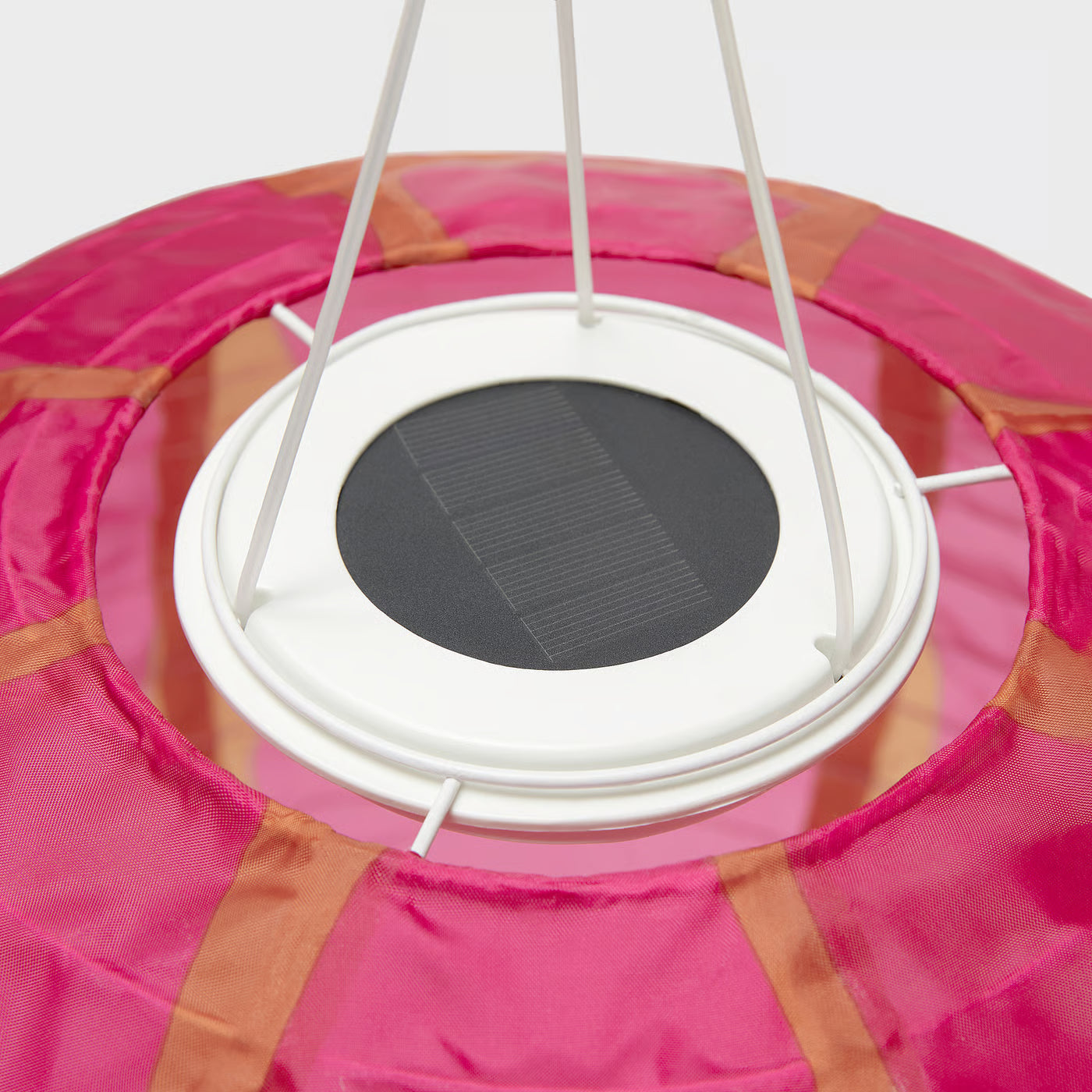 SOLVINDEN LED solar-powered pendant lamp, outdoor globe/orange dark pink, 45 cm